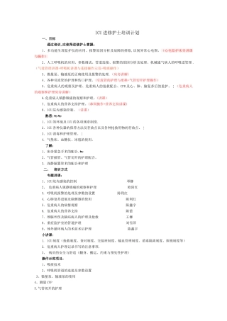 ICU进修护士培训计划
