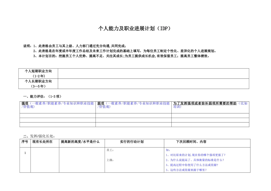 IDP个人能力发展计划_第1页