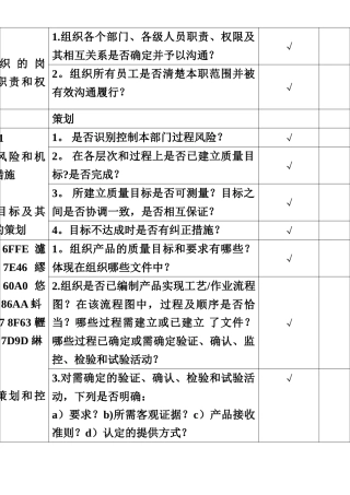 ISO9001-2025技术部-内审检查表