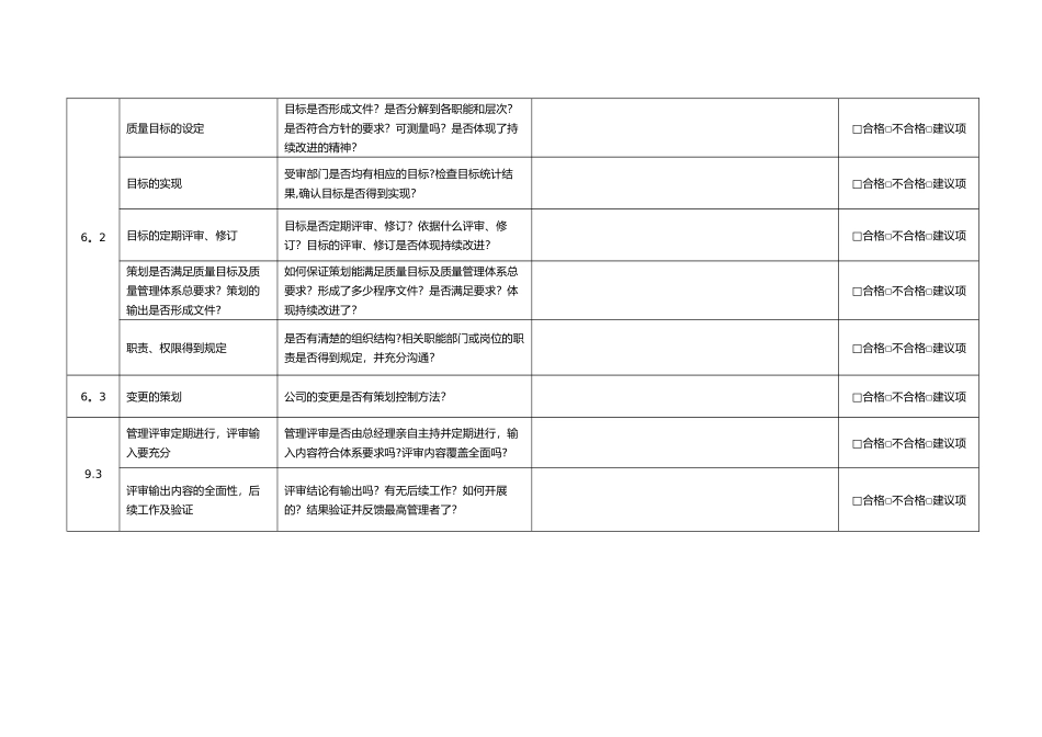 ISO9001-2025各部门内审检查表_第3页