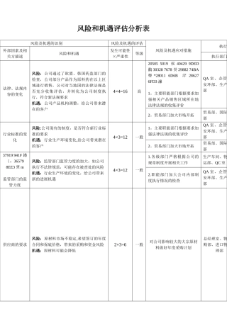 iso9001-2025风险和机遇评估分析表