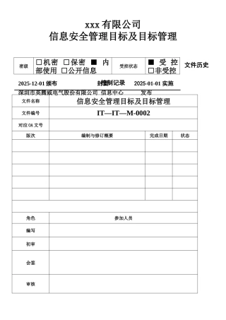 IT-IT-M-0002-信息安全目标及目标管理