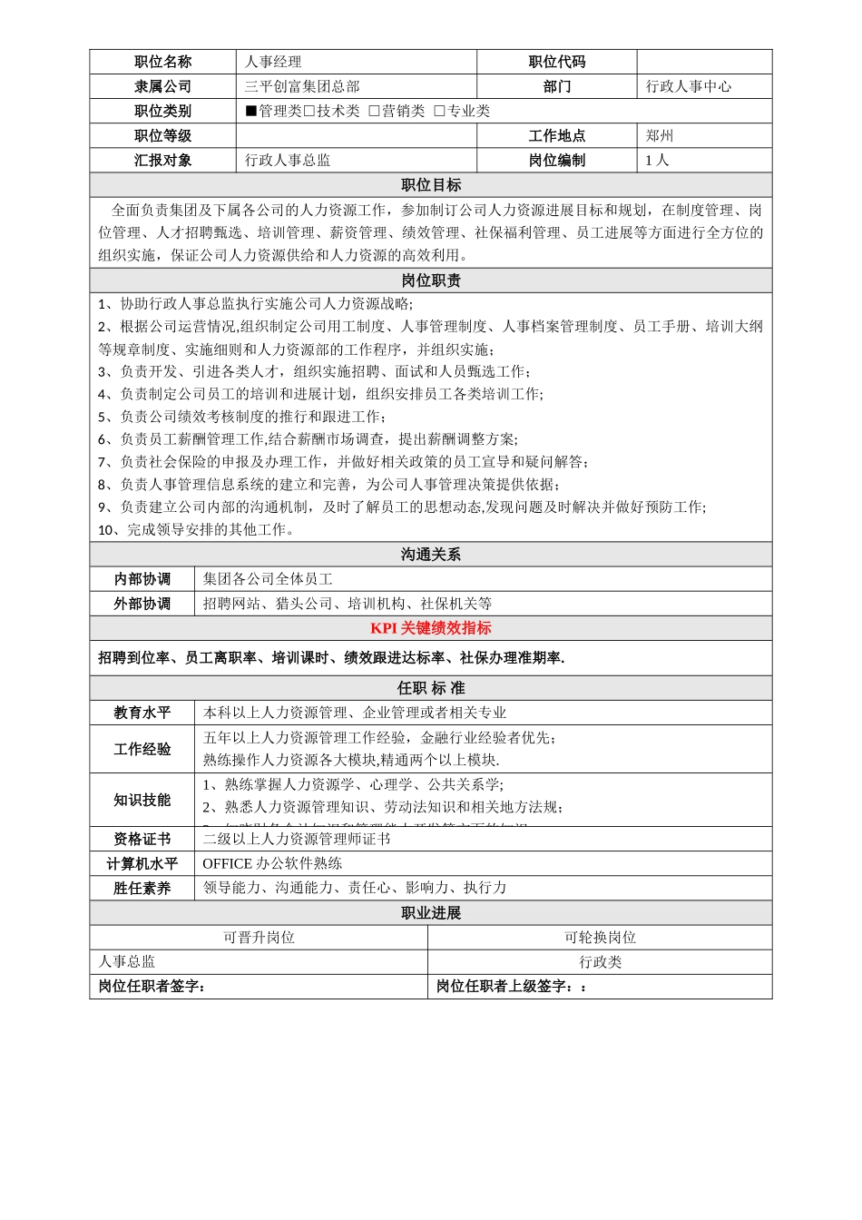 JD岗位说明书模板_第2页