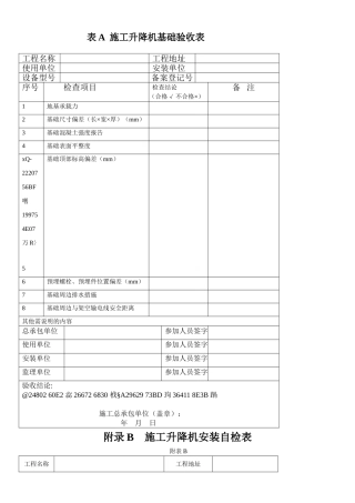 JGJ215-2010施工升降机检查验收表