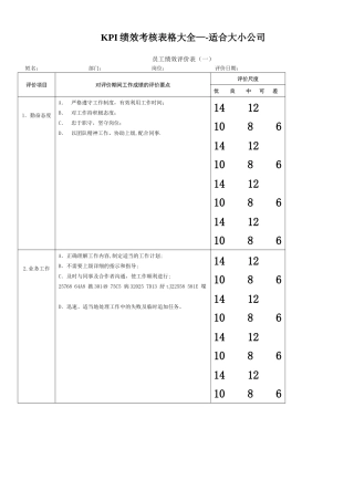 KPI绩效考核表格大全--适合大小公司