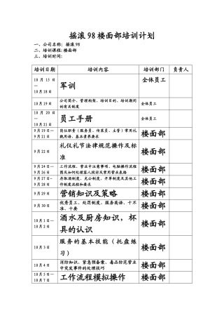 KTV服务员培训计划表