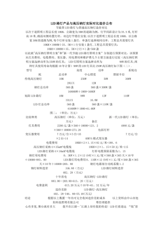 LED路灯产品与高压钠灯实际对比造价公布
