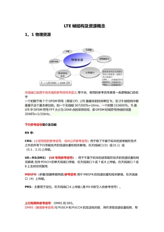 LTE帧结构及资源概念