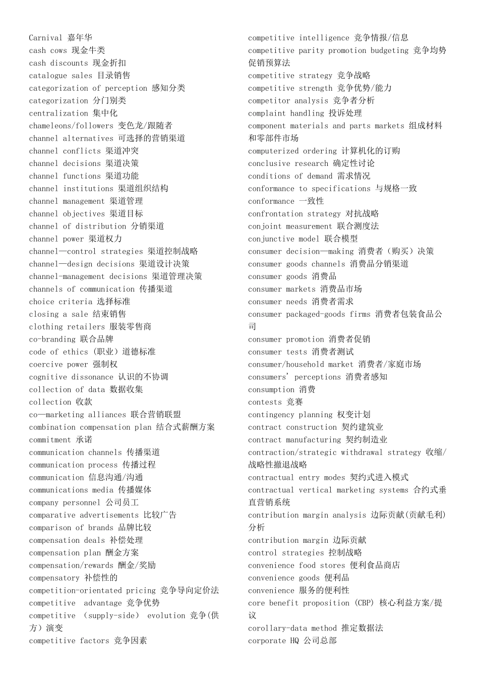 Marketing市场营销专业词汇中英文对照表_第2页