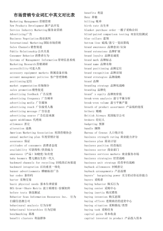 Marketing市场营销专业词汇中英文对照表