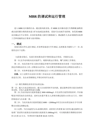 MBR系统的调试和运行管理