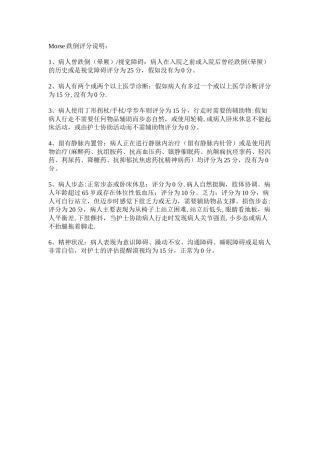 Morse跌倒评分表说明