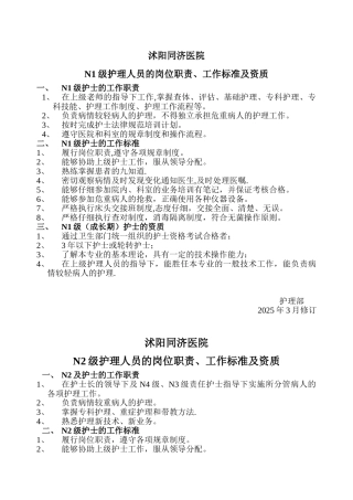 N1级护理人-员的岗位职责-、工作标准及资质