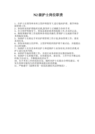 N2级护士岗位职责