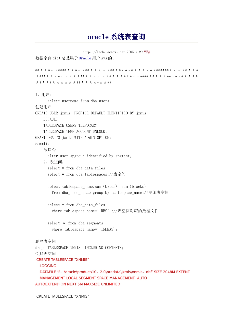 oracle系统表大全整理_第1页