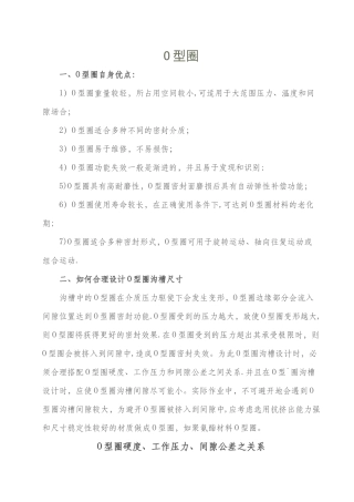 O型密封圈沟槽尺寸