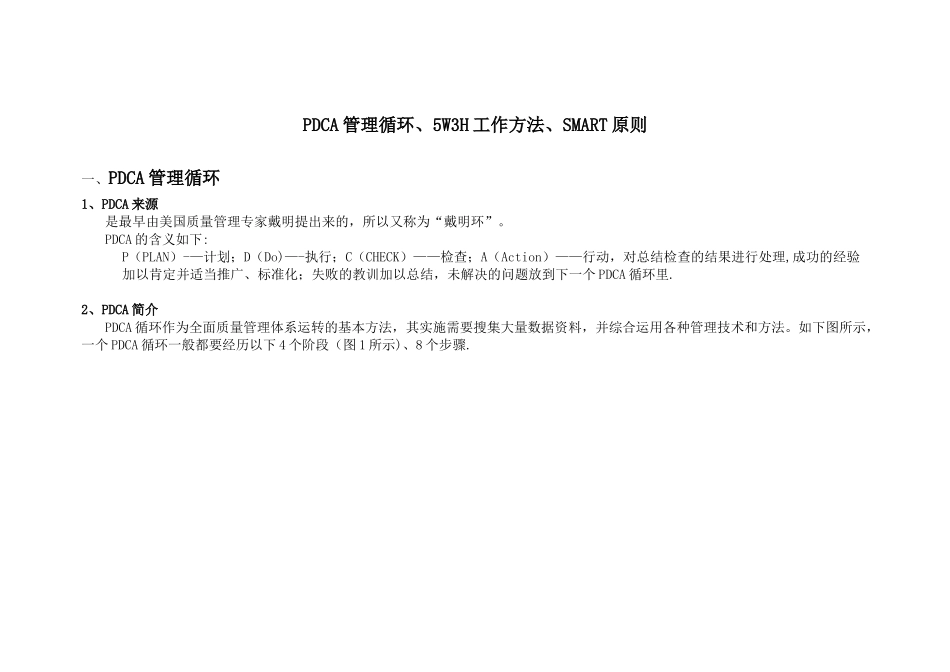 PDCA管理循环和5W3H工作方法和smart原则_第1页