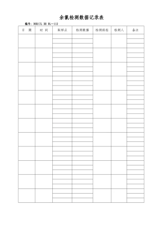 PH值检测数据记录表