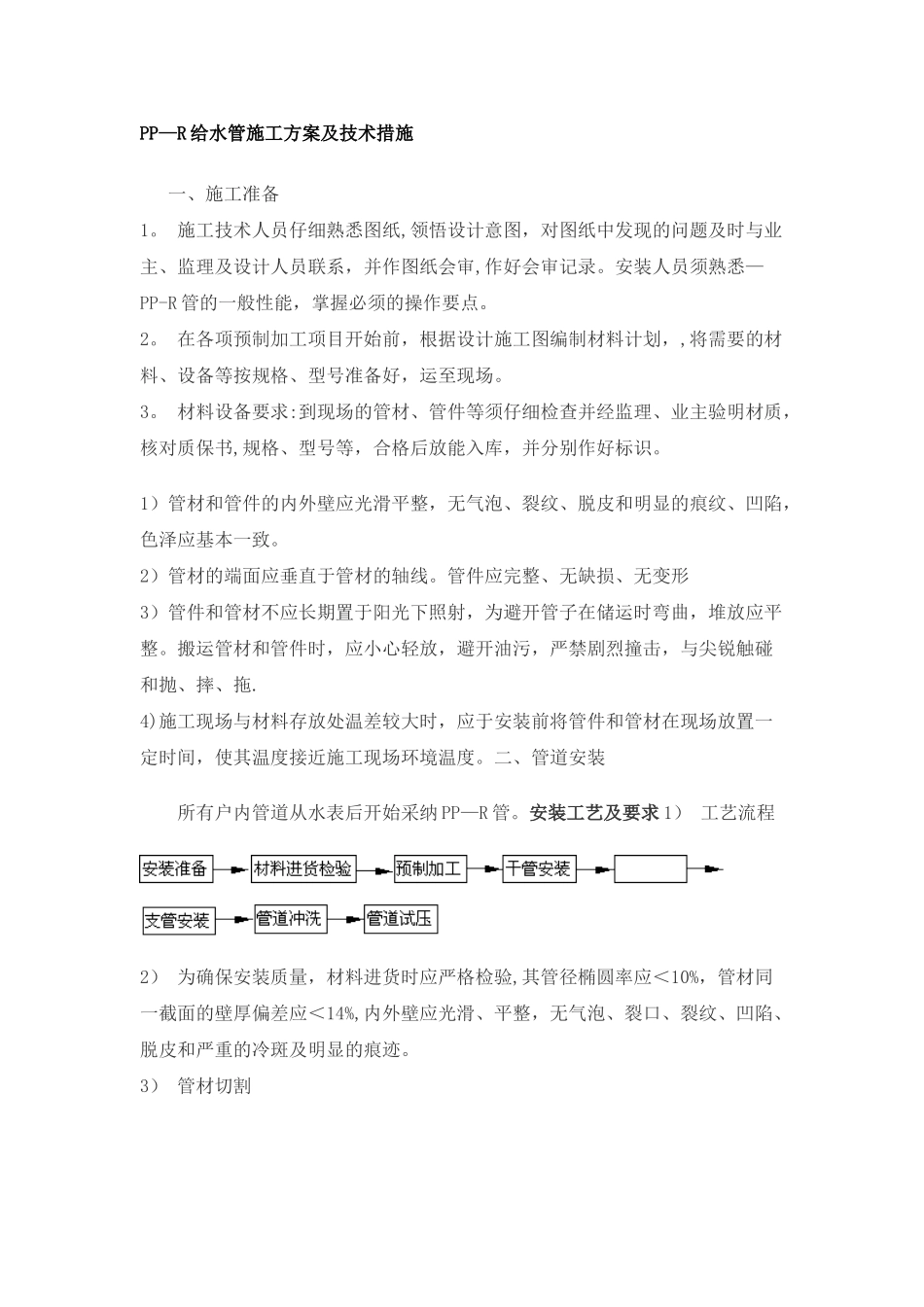 PP-R给水管施工方案及技术措施_第1页