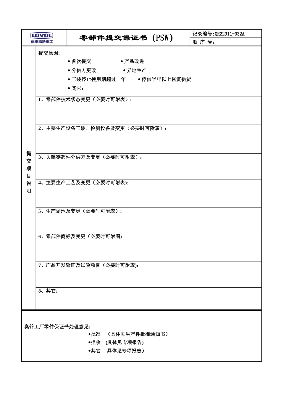 PPAP提交表格参考模板_第2页