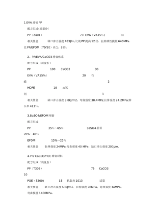 PP类增韧材料配方