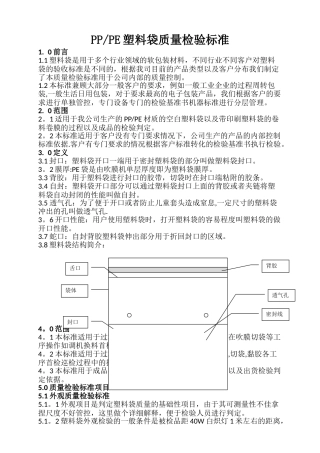 PP或PE塑料袋质量检验标准