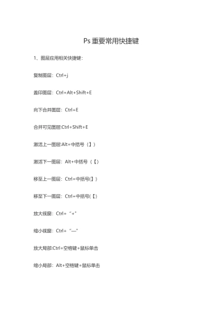 Ps重要常用快捷键