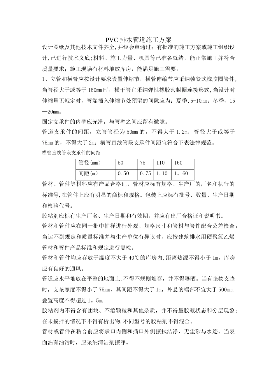 PVC排水管施工方案12997_第1页