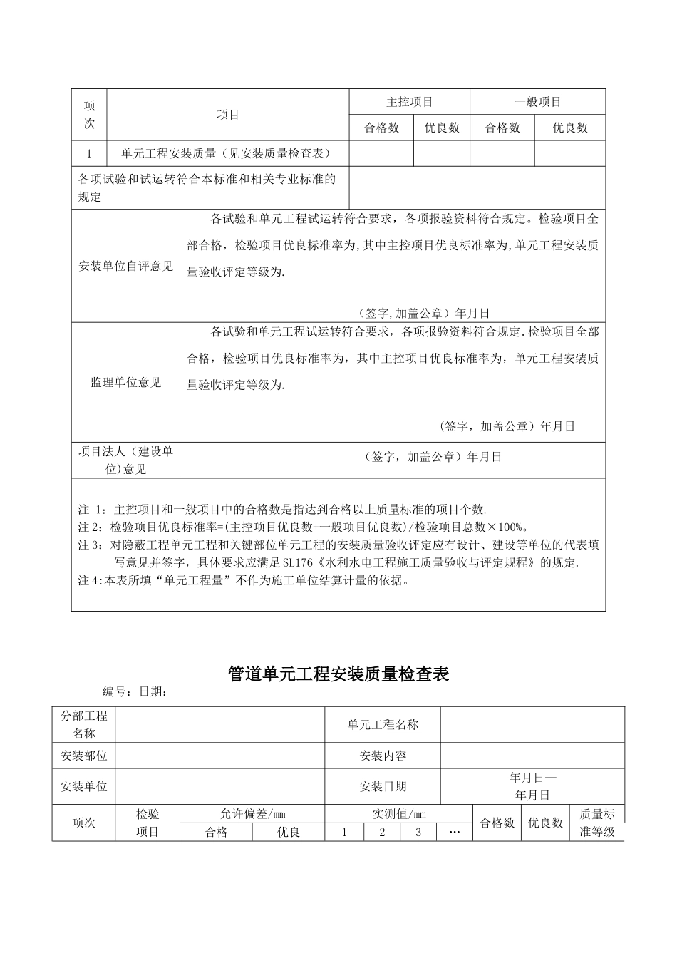 PVC管道安装单位工程质量评定表_第2页