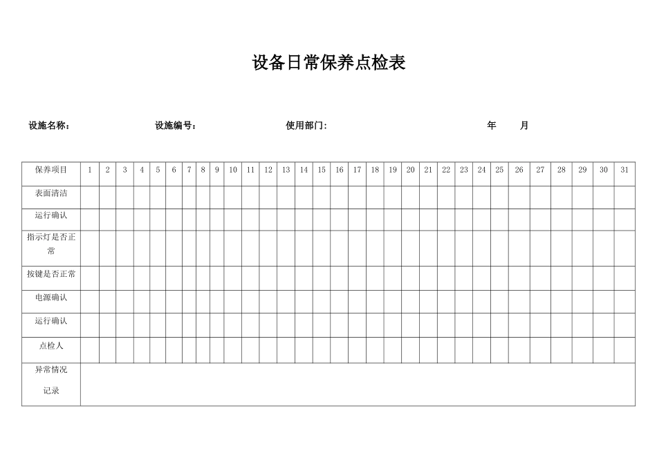 QMST-QR-015-设备日常保养点检表_第1页