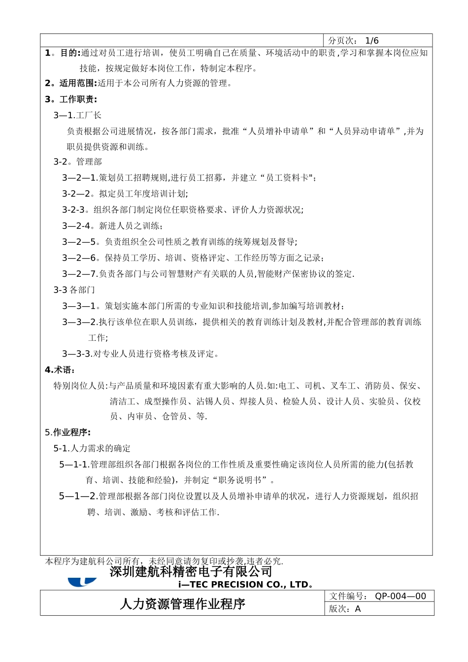 QP-004-00-人力资源管理作业程序B_第2页