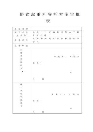 QTZ80塔吊安装拆卸方案