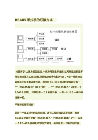 RS485手拉手的联接方式