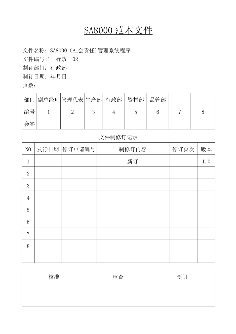 SA8000社会责任管理体系手册_第1页