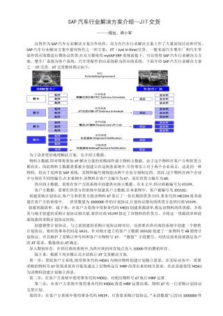 SAP汽车行业解决方案介绍-JIT交货