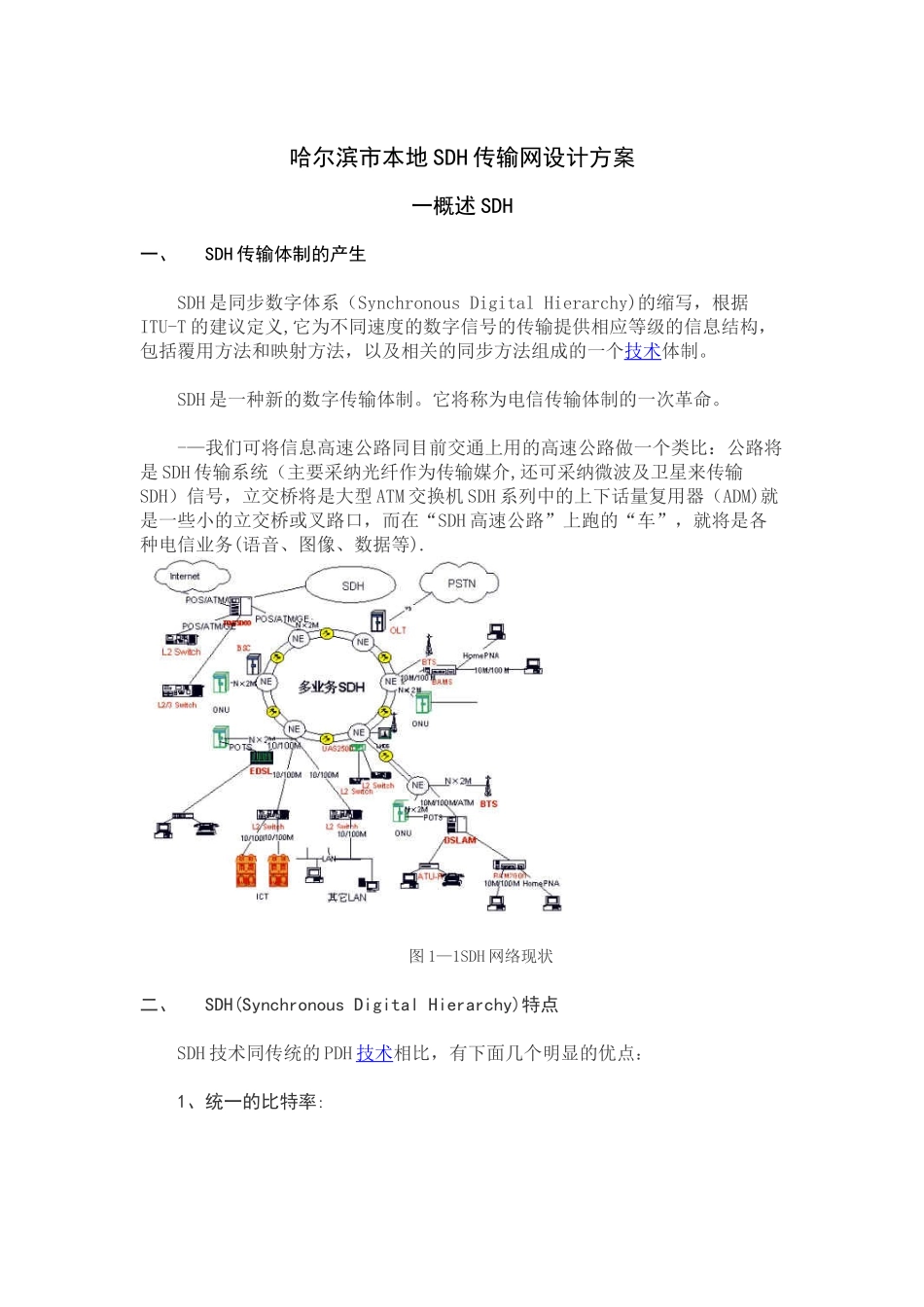 SDH传输网设计方案_第1页