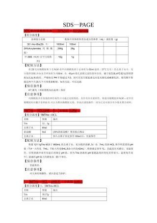 SDS-PAGE所有详细试剂配方