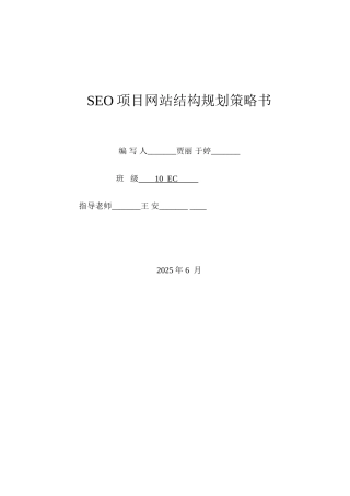 SEO项目网站结构规划策略书
