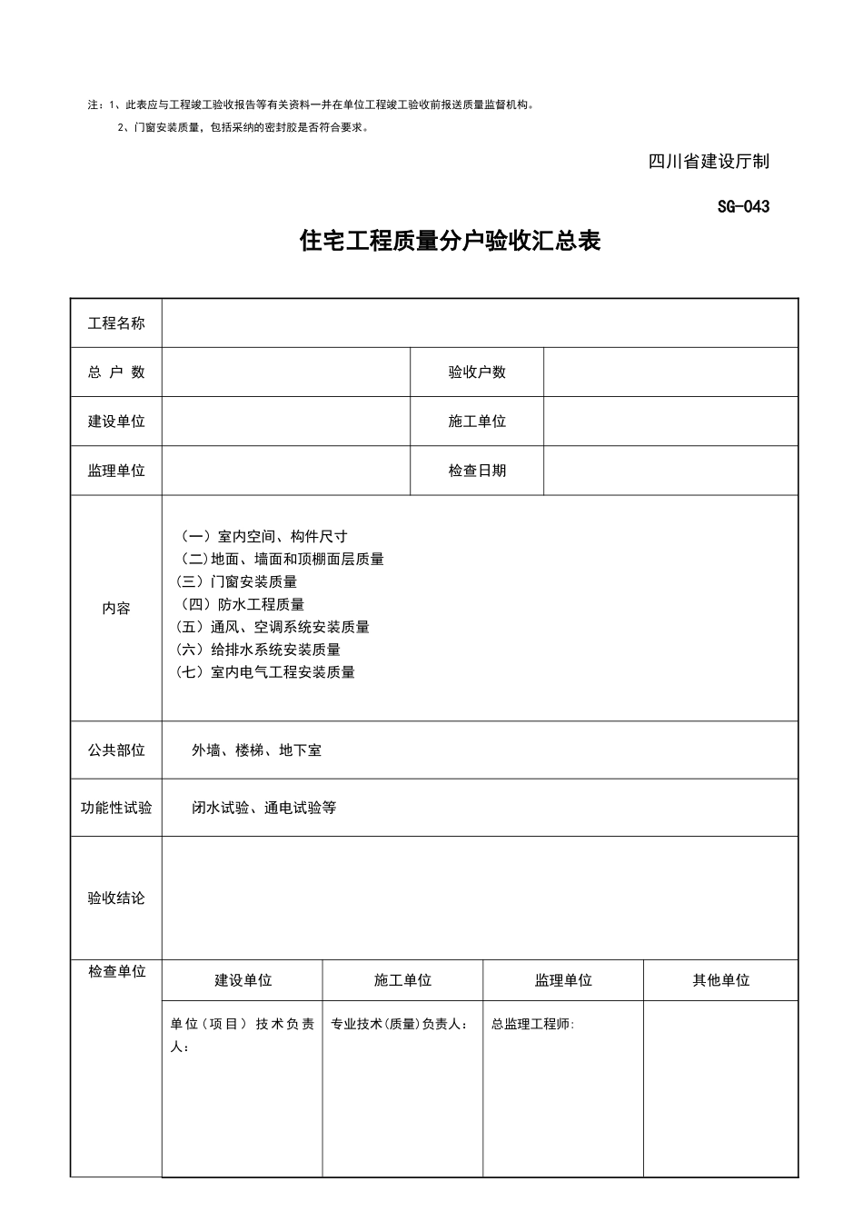 SG-043住宅工程质量分户验收汇总表_第2页