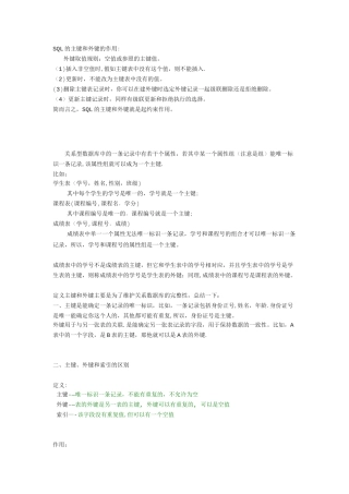 SQL的主键和外键的作用