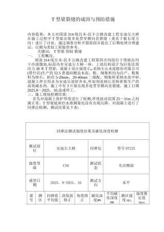 T型梁裂缝的成因与预防措施