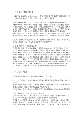 T检验、F检验和统计学意义-想了解显著性差异的也可以来看