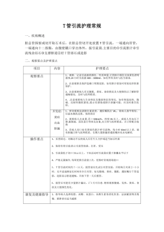 T管引流护理常规