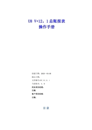 U812.1总账报表操作手册