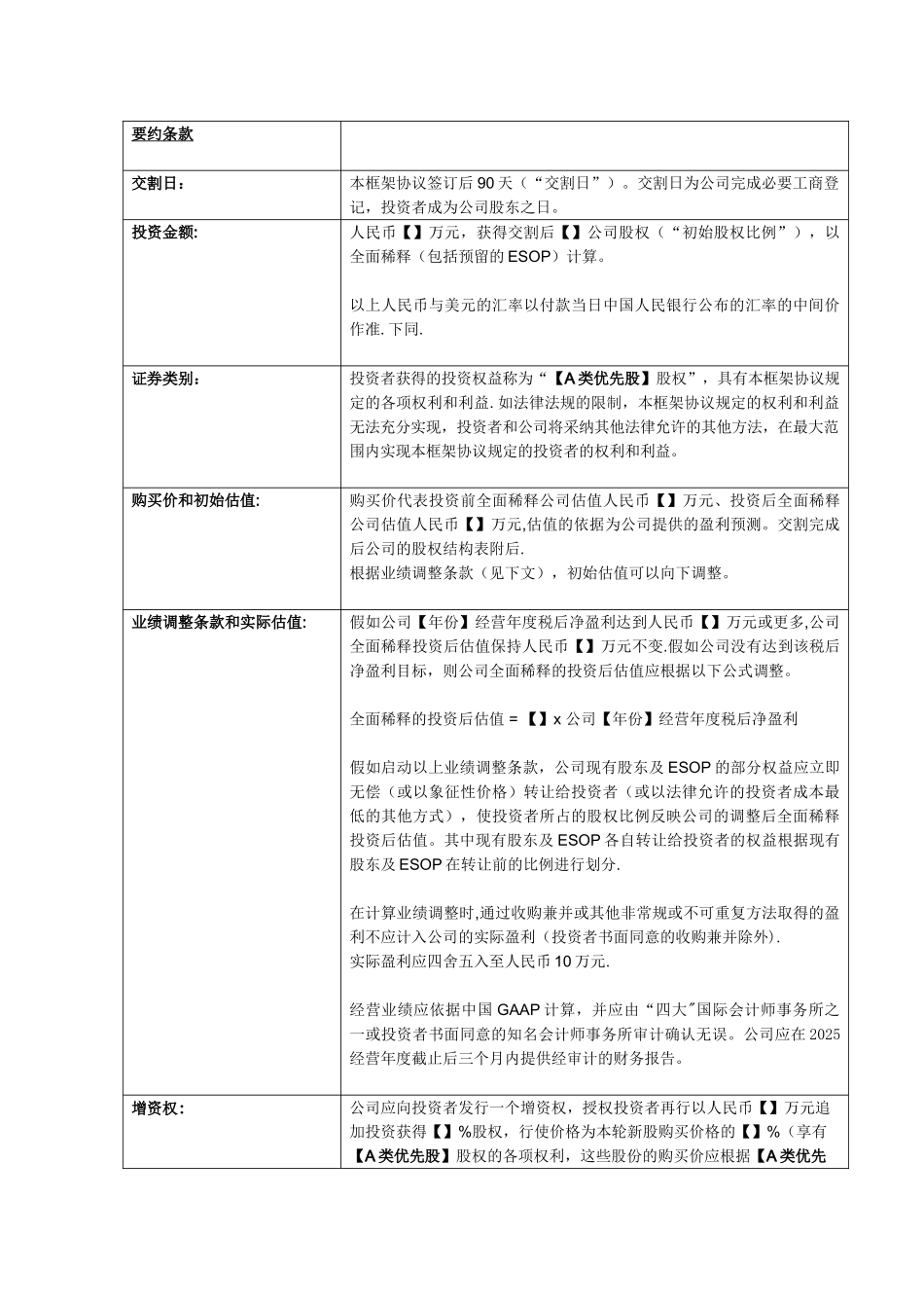 VC投资协议A类优先股_第2页