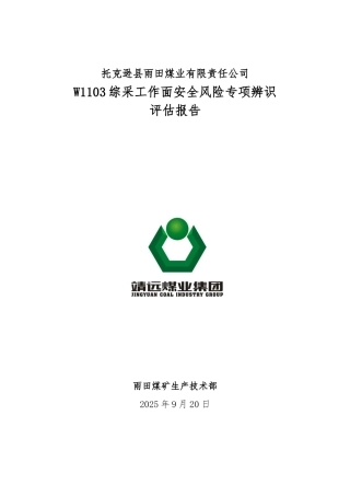W1103综采工作面安全风险辨识评估报告