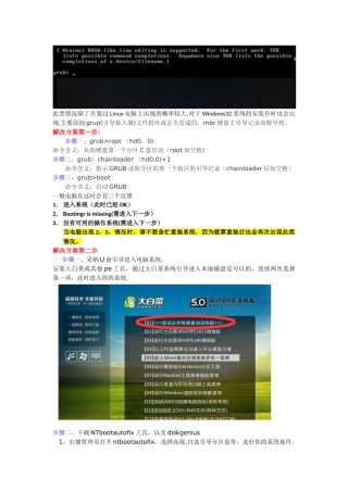 win7安装后重启黑屏Minimal-BASH-like-line-editing-is-suppo