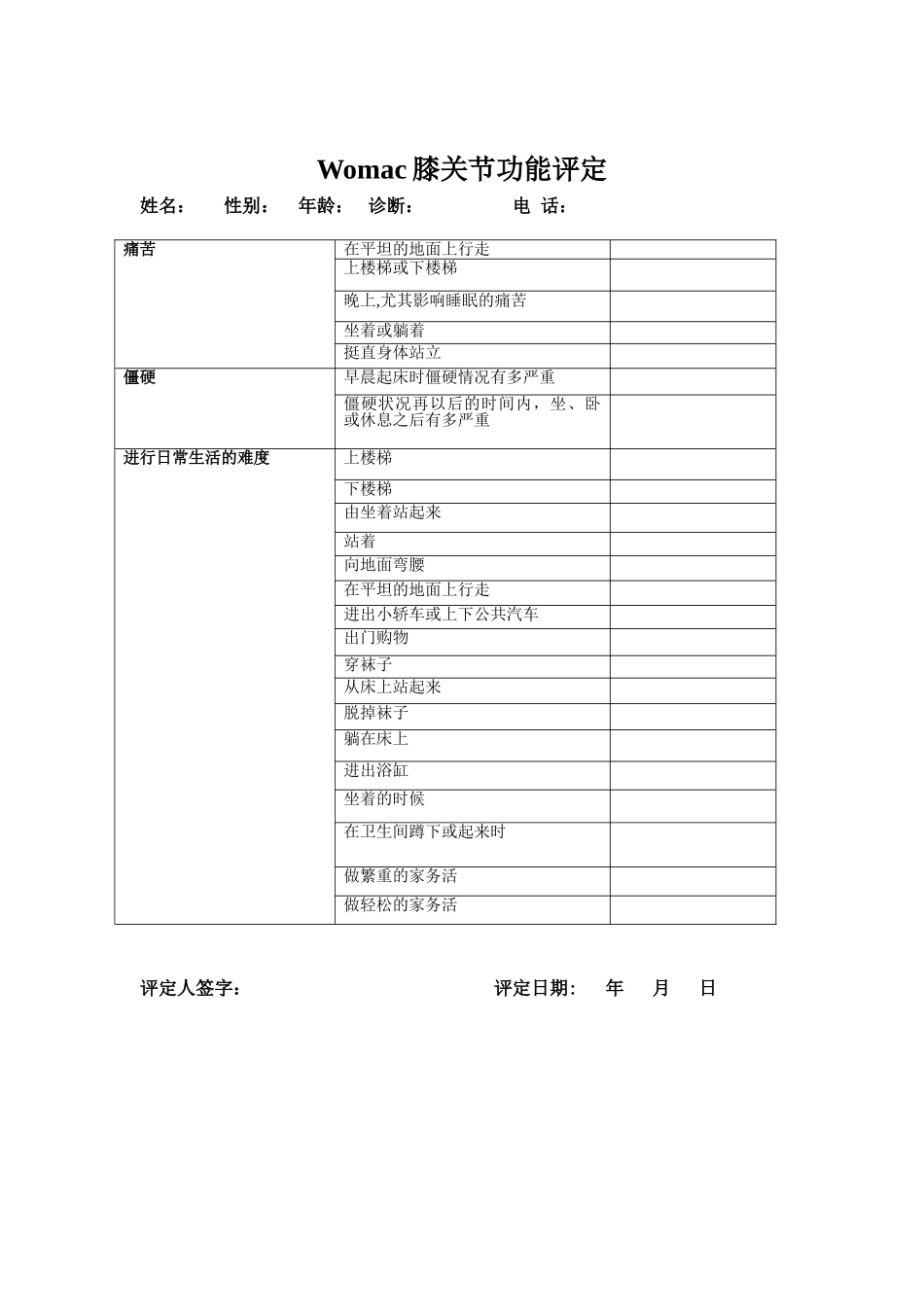 womac膝关节评分量表_第1页
