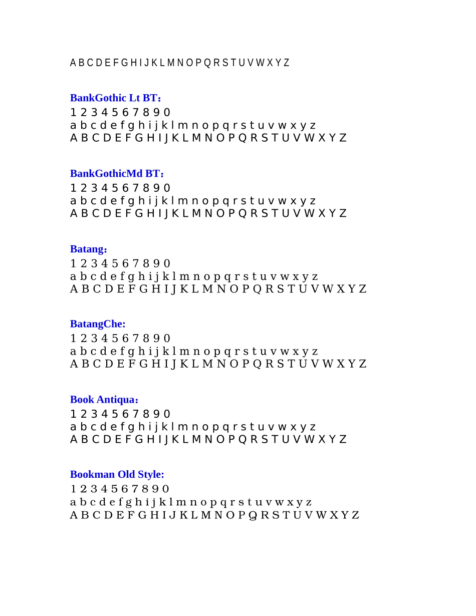 Word中的各种英文字体及数字字体对照表A-Z_第2页