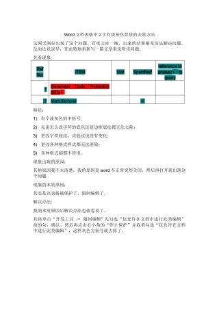 Word文档表格中文字有淡灰色背景的去除方法